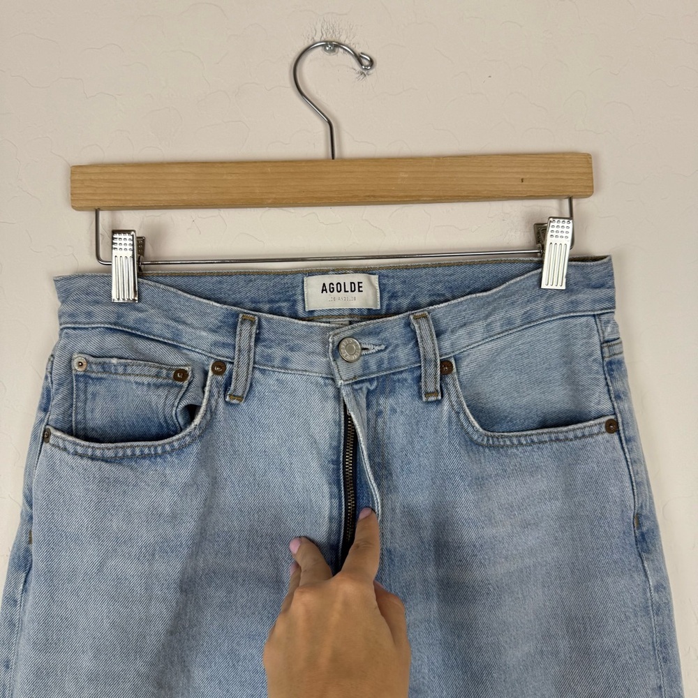 Agolde Light Blue Straight Leg Jeans - Picture 8 of 12